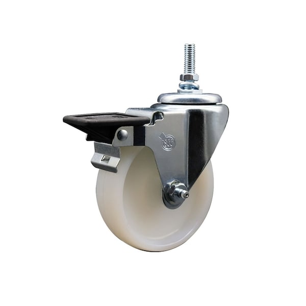4 Inch Nylon 12 MM Threaded Stem Caster with Brake